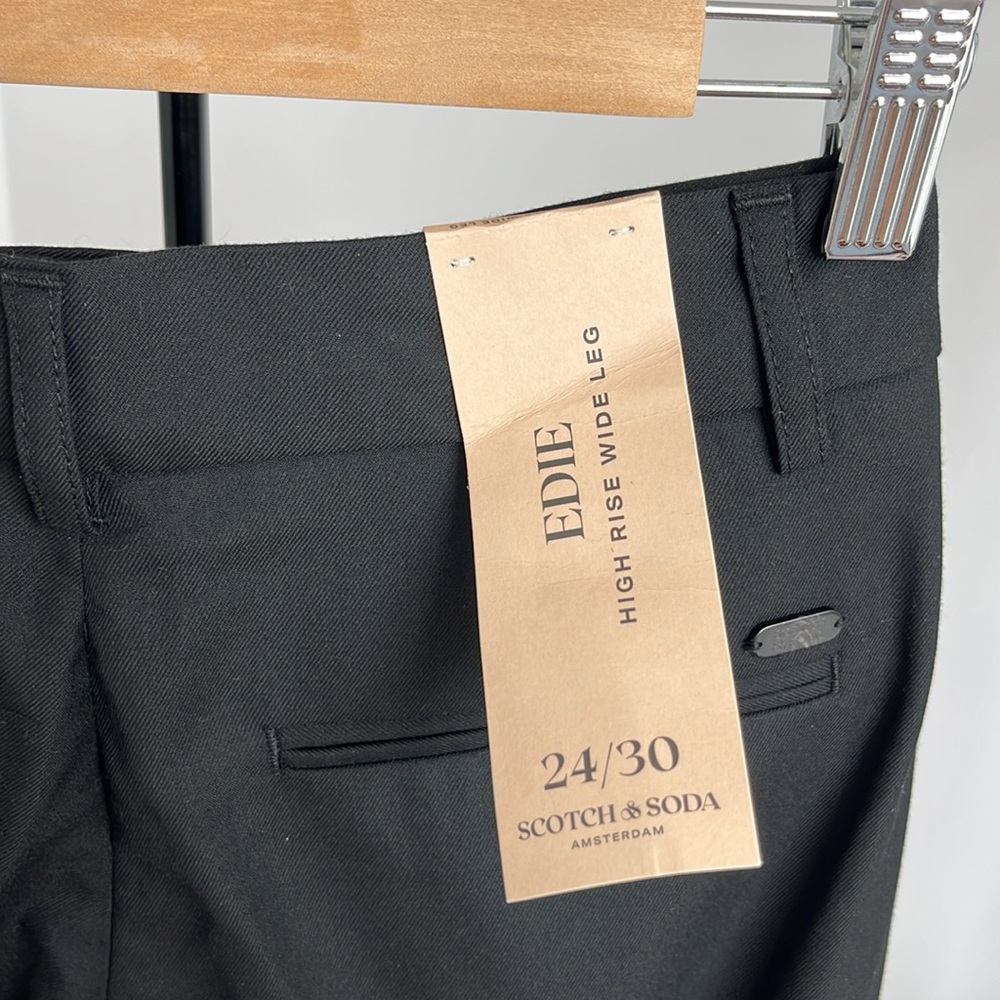NWT Scotch & Soda Edie Black High Rise Wide Leg Pants 24/30 - Picture 3 of 11